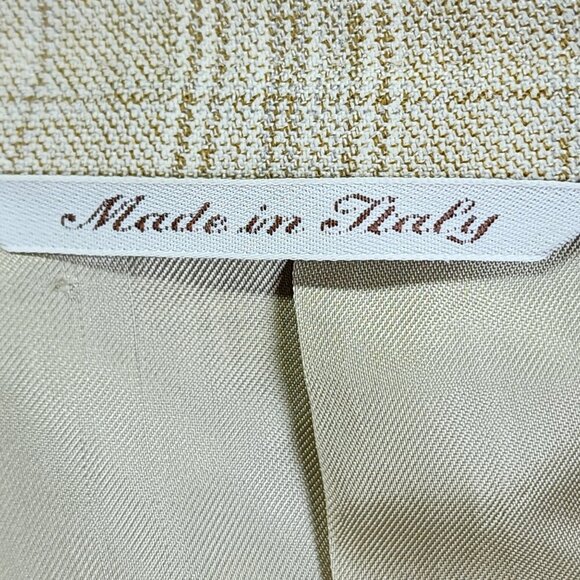 Canali Mens Two-Button Beige Plaid Wool Blazer Jacket Size 44R - Picture 5 of 11